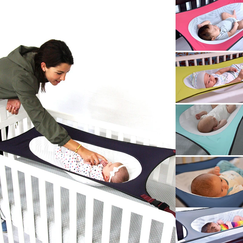 

Регулируемая детская кроватка, эластичная кроватка-гамак для сна в бампере, съемная сетчатая безопасная, для новорожденных