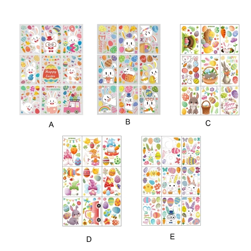 

Пасхальные наклейки на окна «s» на Пасхальный день-кролики цыплят-Морковные яйца, многоразовые статические наклейки на окна «Весна», украшение-наклейка на кожу