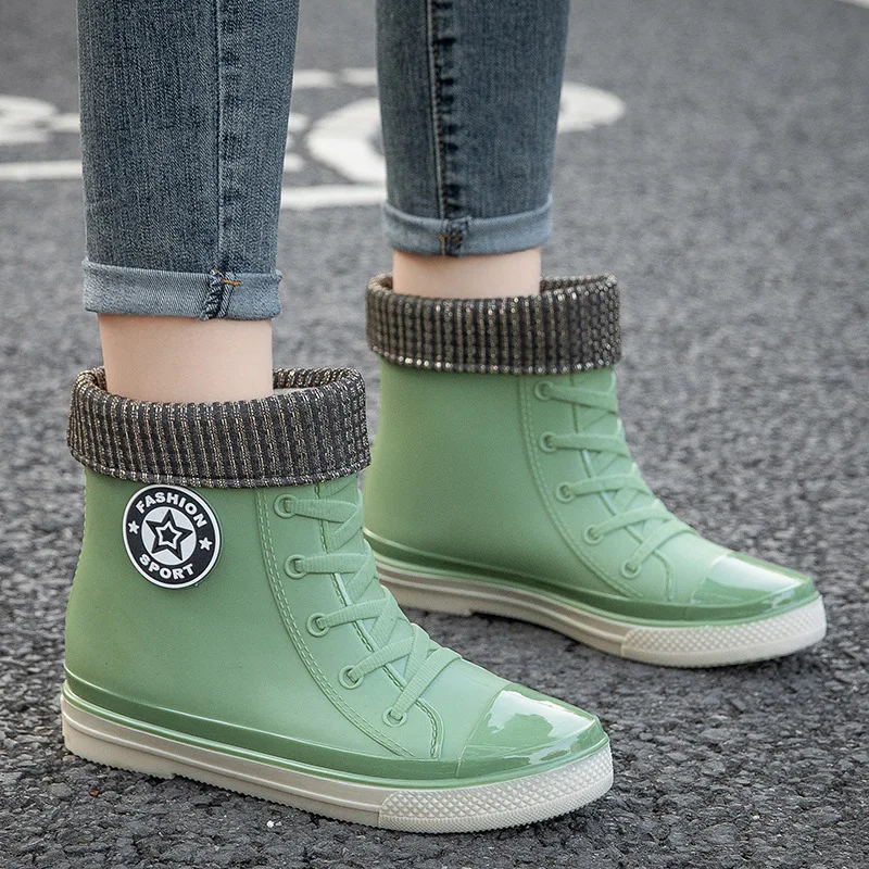 Women Rain Boots Girls Winter New Fashion Warm Water Boots Female Autumn Non-slip Waterproof Work Shoes