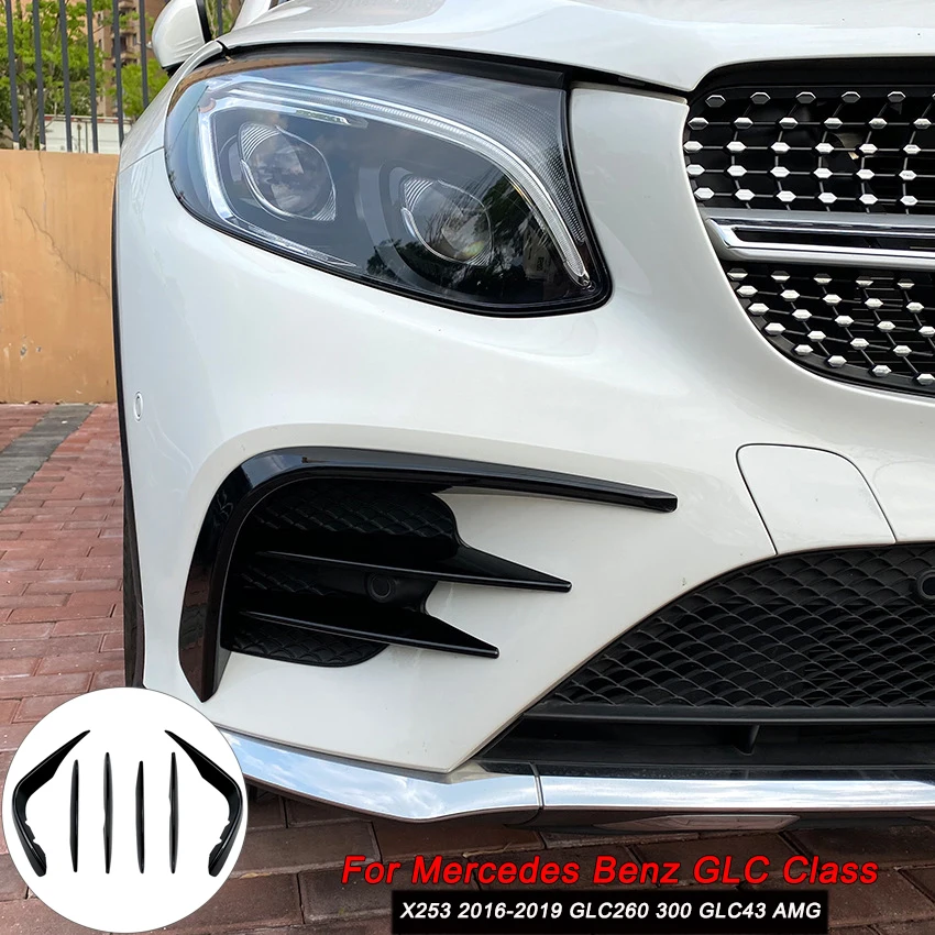 

For Mercedes Benz GLC Class Front Fog Light Decoration Strips Air Intake Grille Cover Trim X253 2016-2019 GLC260 300 GLC43 AMG