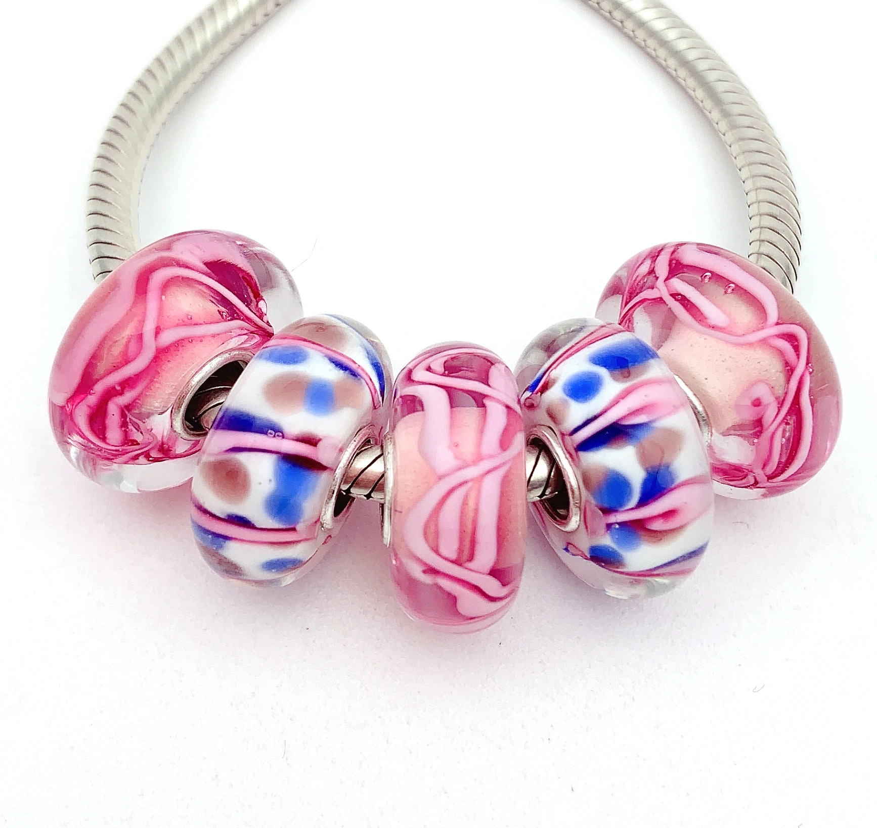 

Бусины из серебра 100% пробы с муранским стеклом