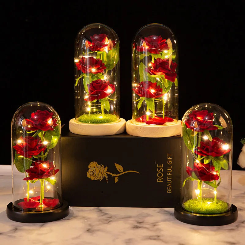 

LED Eternal Rose Flowers 3D Table Lamp Birthday Boyfriend Gift Valentine's Day Gifts Wedding Favors for Guests Groomsmen Gifts