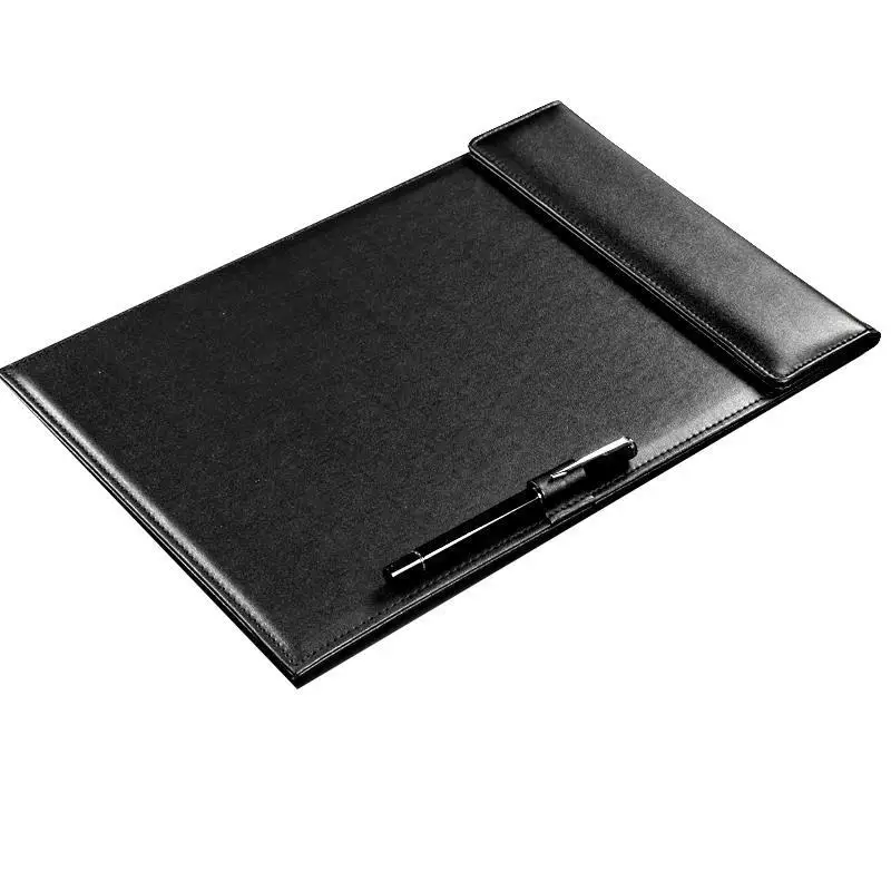 

PU Leather A4 Clipboard Tablet Writting Pad Pen Clip Black with Pen Slot