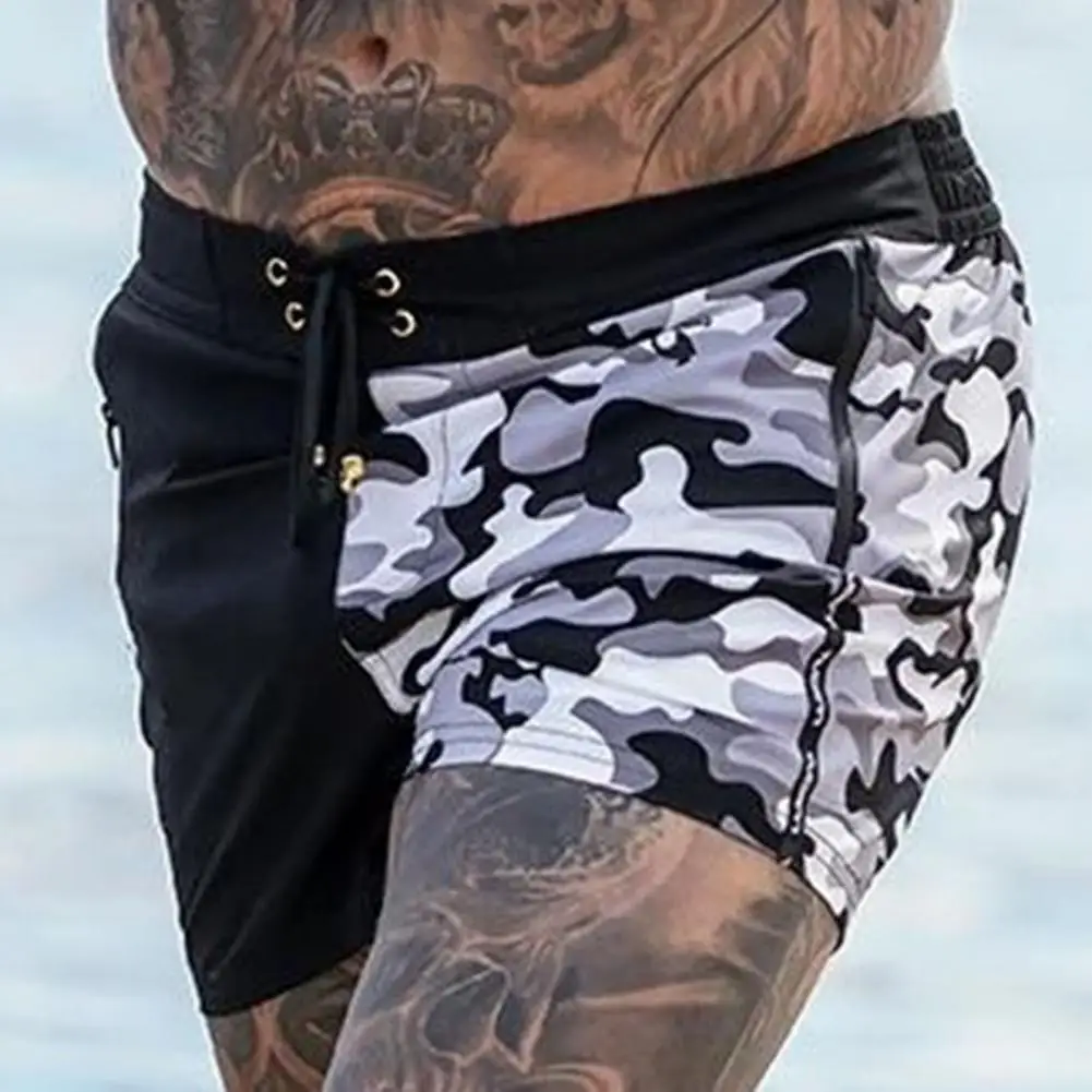 Шорты мужские для плавания с эластичным поясом пляжные регулируемым шнурком на