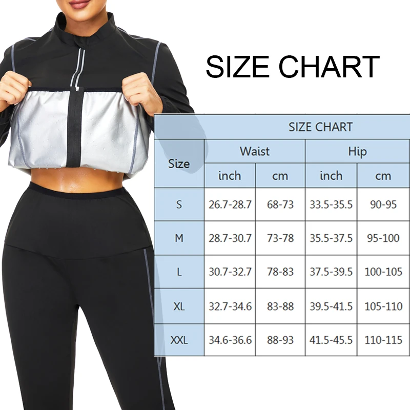 LAZAWG Women Weight Loss Sauna Suit Sweat Slimming Hot Thermal Long Sleeve Top Weight Loss Legging Shapewear Body Shaper Sets