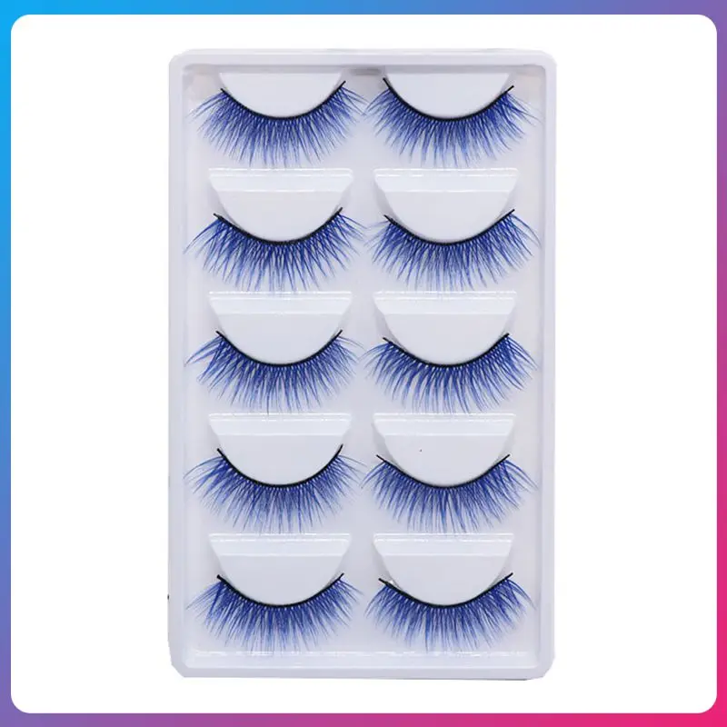 

5 Pair Color Valse Wimpers Natuurlijke Valse Wimpers Art Performance Zachte Piekerige Wimper Halloween Makeup Reusable Maquiagem