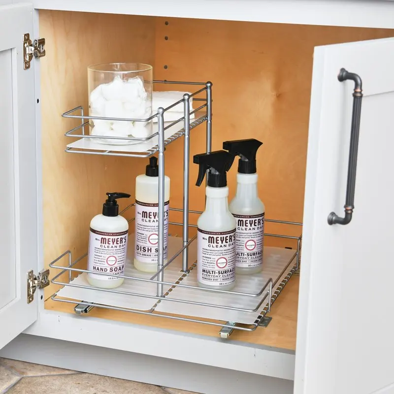 

Gorgeous 14.57" H x 14.96" W x 15.94"D 2-Tier Sliding Pantry Organizer, Constructed of Sturdy Powder-Coated Steel Frame, Perfect