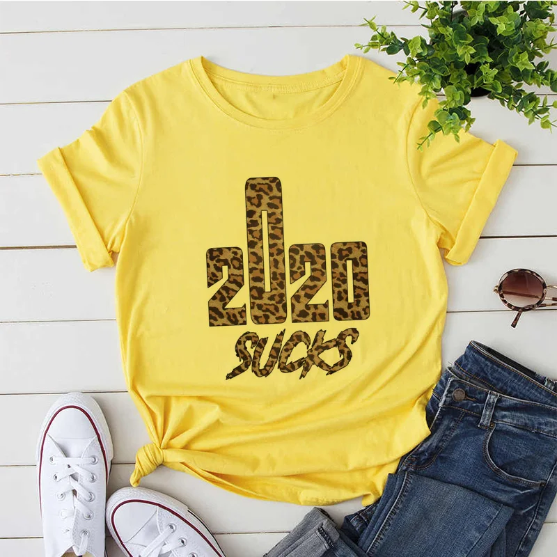 

T-shirts Women 2020 SUCKS Vintage Yellow Tshirts Cotton Women O Neck Short Sleeve Best Friends Lady Girl Funny Hipster Tumblr