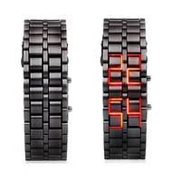 men led watches fashion lava iron samurai stainless steel bracelet digital electronic watch men sports watches reloj hombre 2022