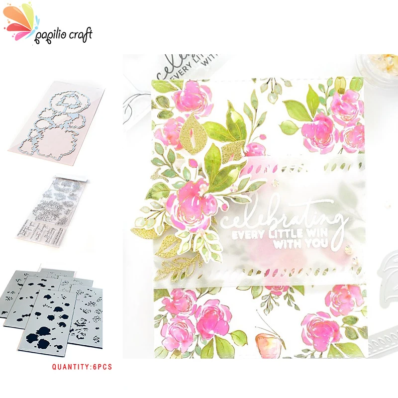 

English Garden Flower PlantMetal Cutting Dice And Stamps For Scrapbooking Stencil Embossing Mold DIY Paper Cards Craft Cutting