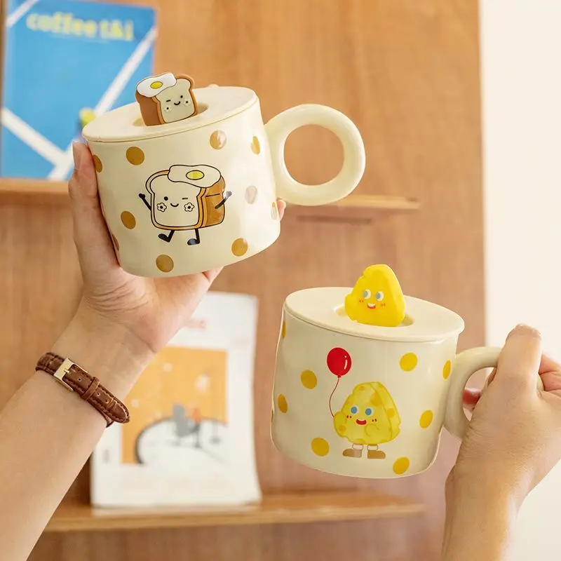 

Cup Mug with Lid Dormitory with Drinking Ceramic Mug Couple Mug Girls High Value Office