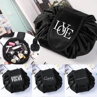 cosmetic bag women drawstring travel storage makeup bag organizer female make up pouch portable text print toiletry beauty case