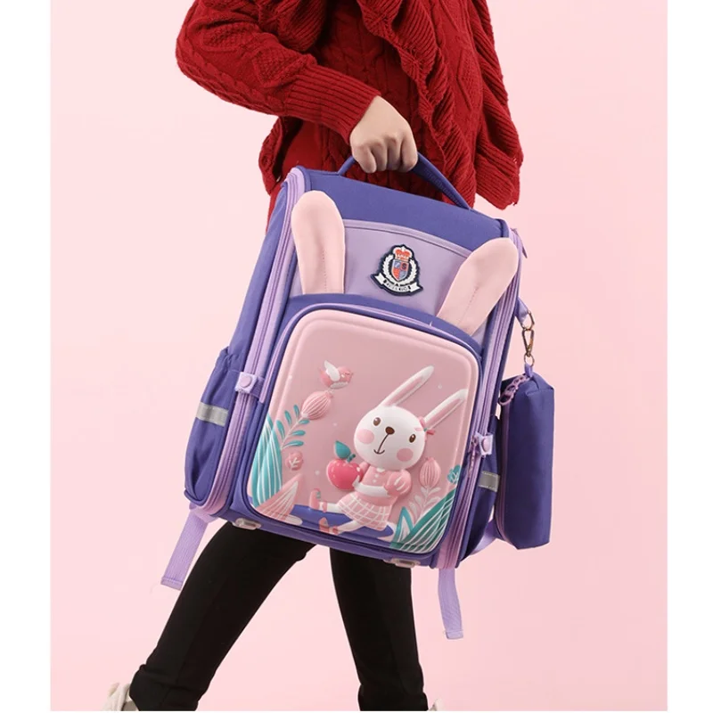 3D Children Cute Rabbit Cartoon Large Capacity Backpacks New Fashion Girls Boys Students Grade 2-5 School Pen Bags Drop Shipping