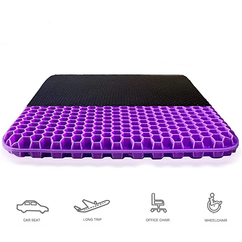 

Gel Seat Cushion - Purple Enhanced Double Non-Slip Seat Cushion for The Car or Office Chair Sciatica & Back Pain Relief