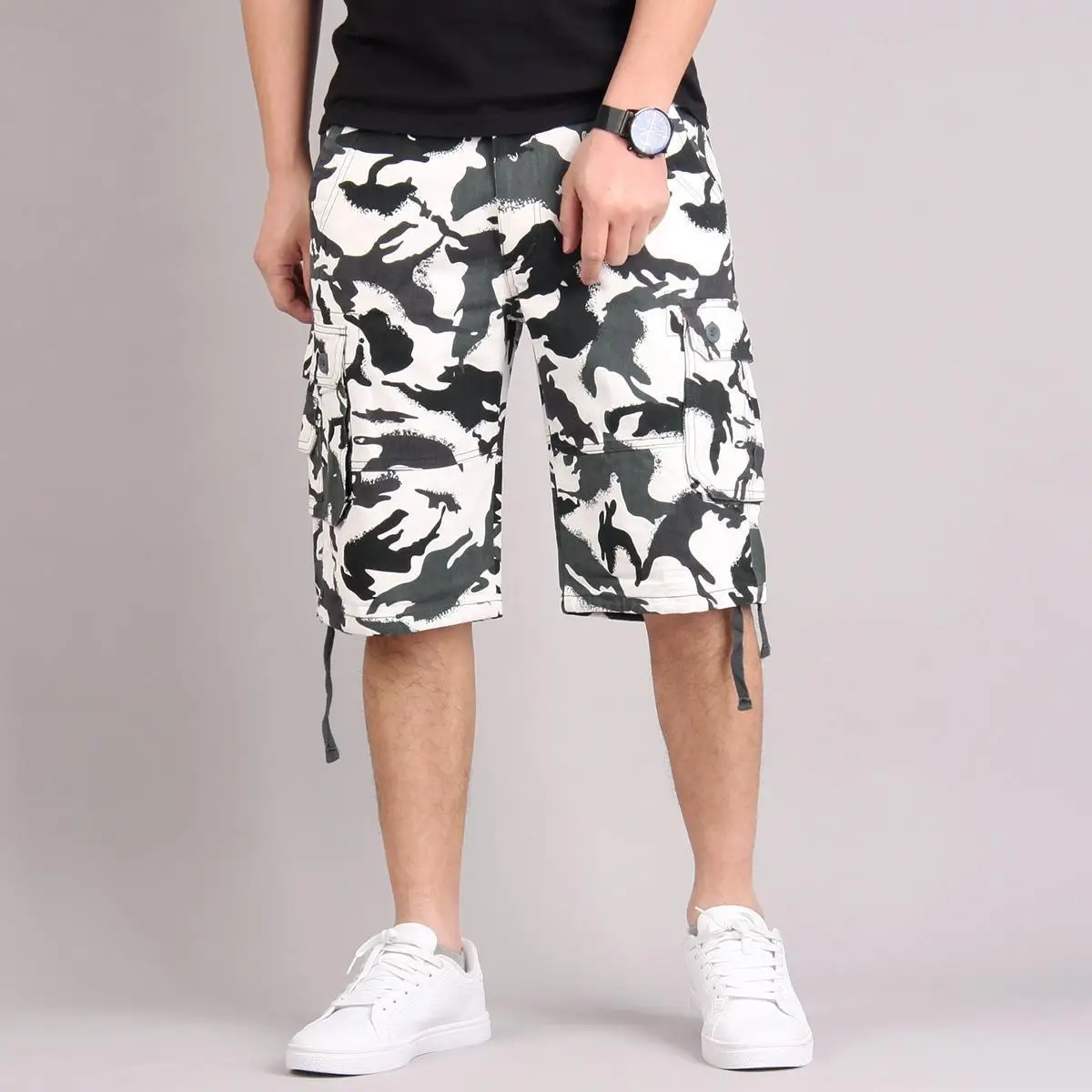 Летние камуфляжные карго шорты мужские повседневные хлопковые мешковатые