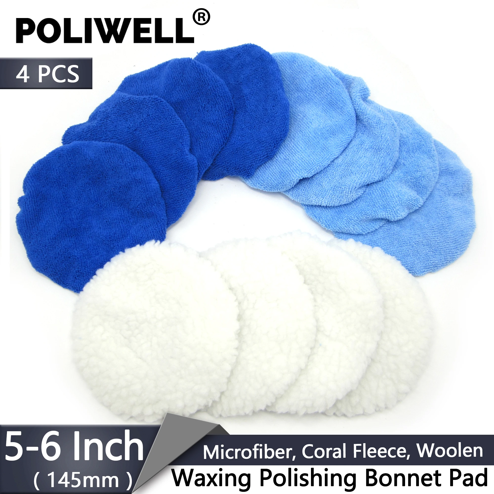 5 to 6 Inch Buffer Bonnets 4Pcs Waxers Bonnet Set Polishing 