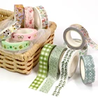 1 шт, в полоску кавайныйразноцветные лента Washi Противоударная заданяя с украшением в виде милого цветка лентой симпатичная Маскировка лента для дневника Стикеры Скрапбукинг канцелярских принадлежностей