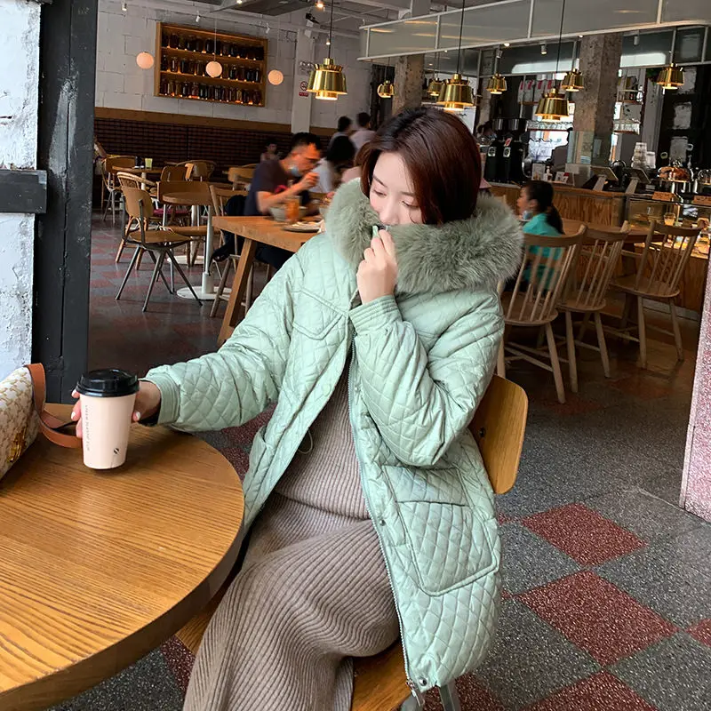 Winter Women Down Parkas 90% White Duck Down Coat Medium Long Large Fox Fur Hooded Jacket Warm Thickness Snow Coats Outwear 2023