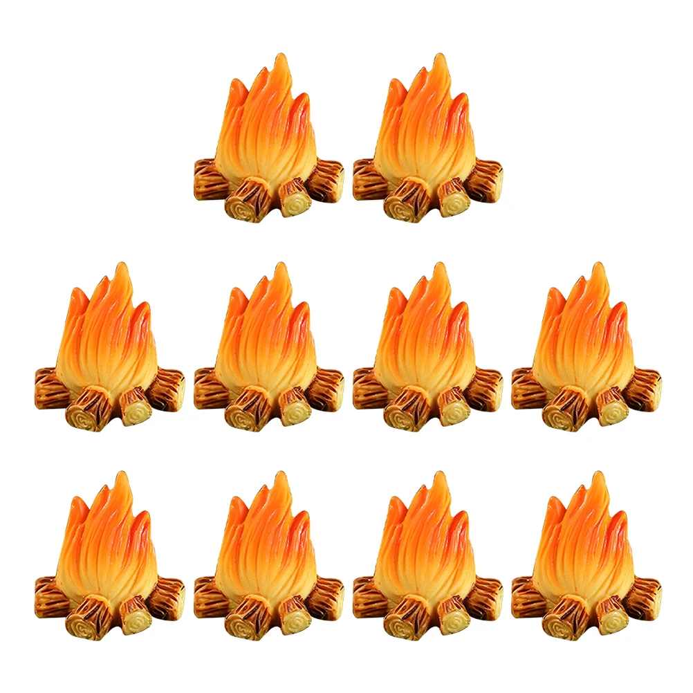 

10Pcs Campfire Party Favors Artificial Bonfire 10Pcs Resin Bonfire Model Miniature Decoration Kids Toy Decorative Fake Place