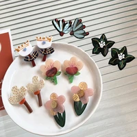color flower stud earring for women girl cute acrylic jewelry korean fashion trend summer wholesale aretes de mujer moderno 2022