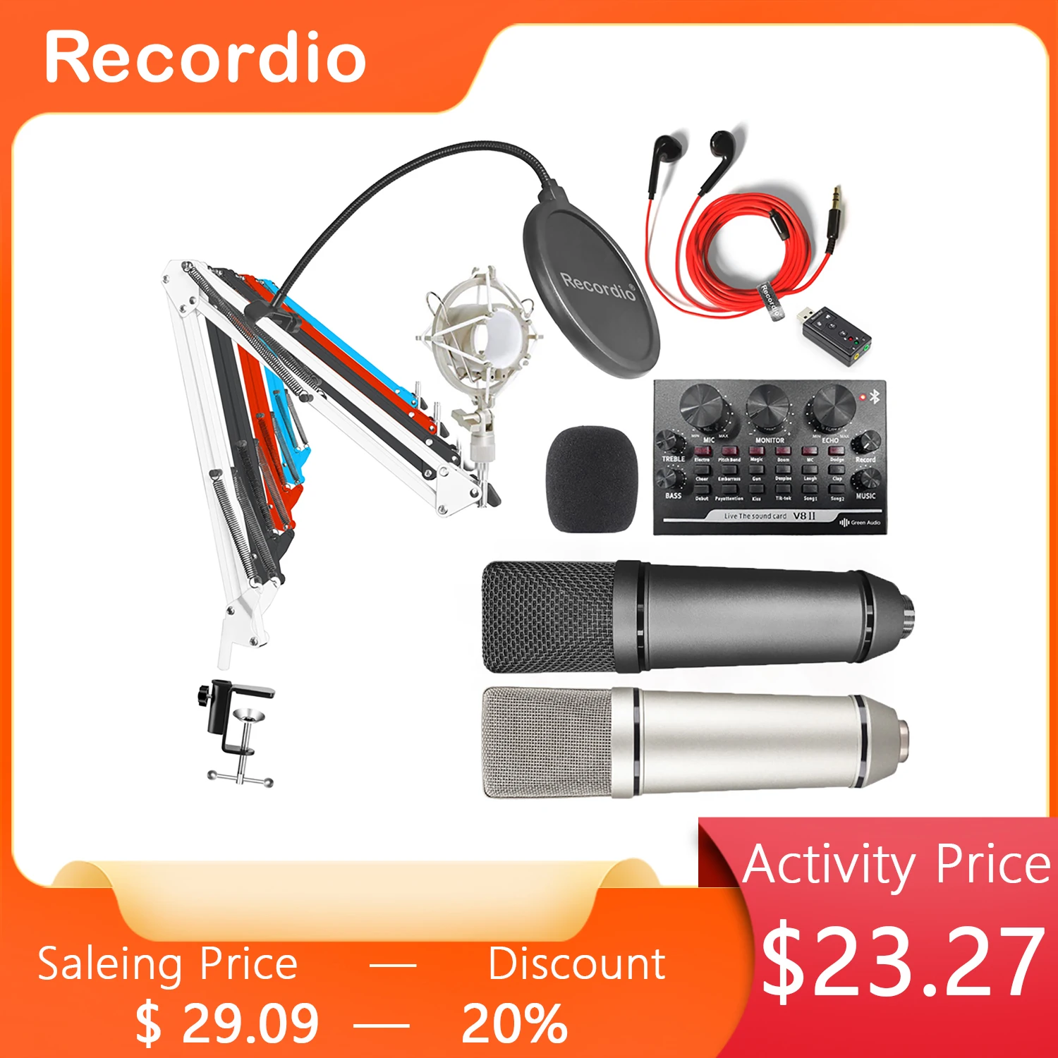 

GAM-V87P Профессиональный Студийный конденсаторный микрофон 34 мм, картридж с большой диафрагмой с амортизационным креплением, поп-фильтр, ножн...