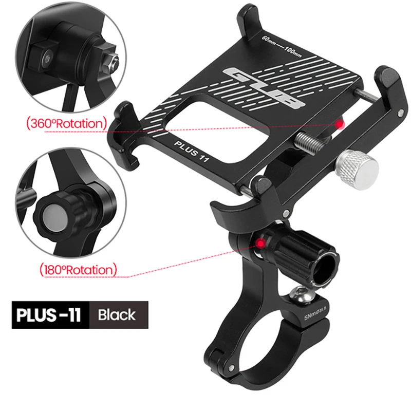 

GUB Bicycle Aluminum Alloy Phone Holder Plus9/11Free Rotation Cycling Phone Support Handlebar Accessories for Smartphone Bracket