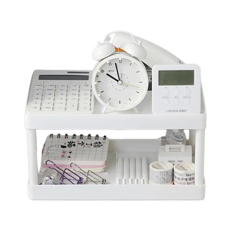 

Desktop Storage Rack Organizer Double Layer Spice Organizer Rack Portable Desk Shelf Organizer Bathroom Counter Organization For