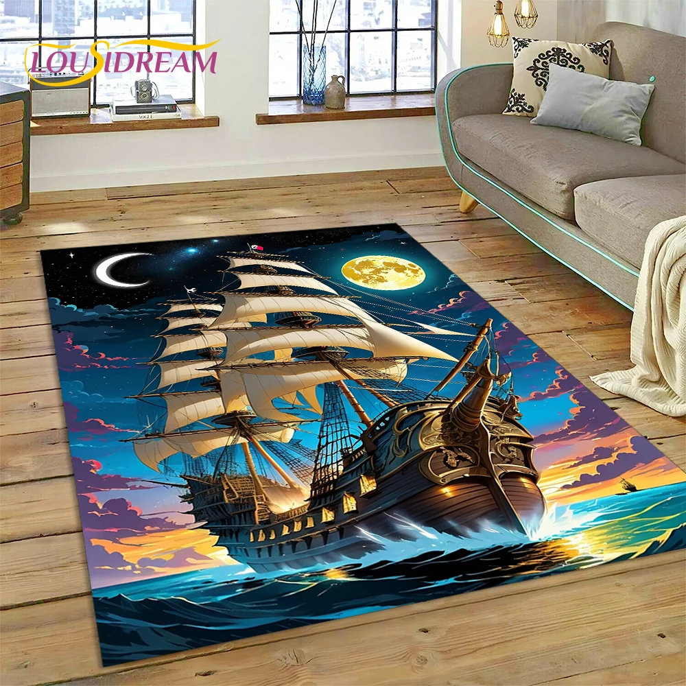 Древняя лодка с пиратским кораблем баркка коврик Sailboa для украшения гостиной