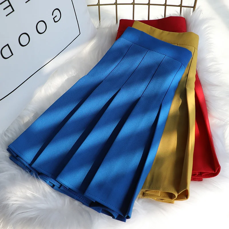 

2023 Black Pleated Skirts High Waist A-Line Woman Clothing Korean Autumn School Uniform Harajuku Short Blue Skirt for Girls Danc