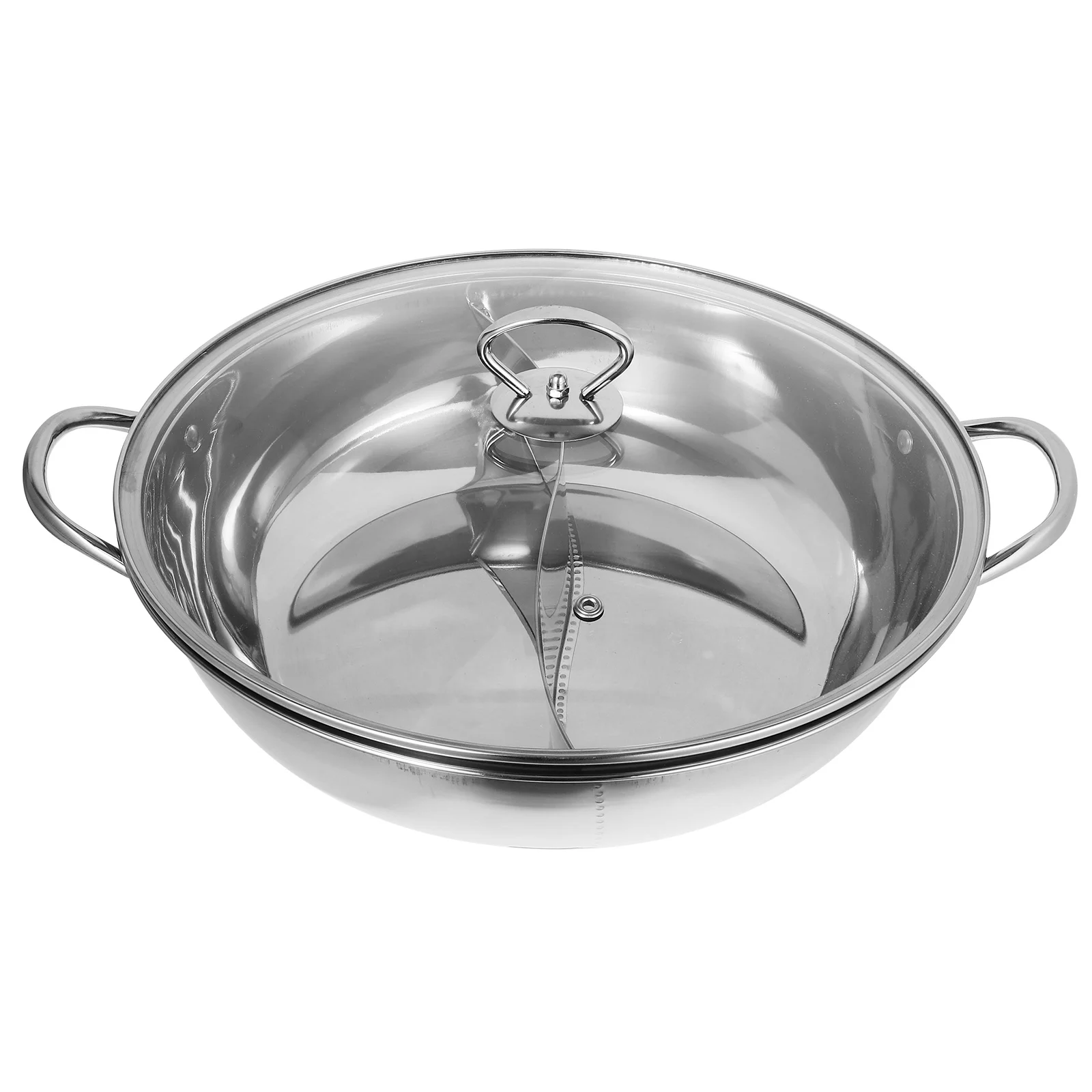 

Stovetop Hot Pot Household Stainless Steel Stock Cooking Pots With Glass Lid Divider