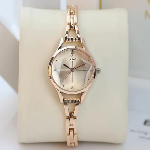 Часы-браслет женские кварцевые, элегантные роскошные модные простые наручные, цвет розовое золото