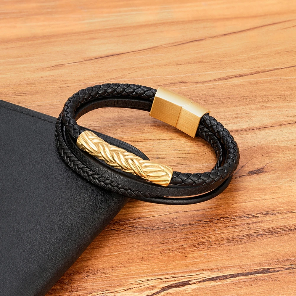 Классический мужской кожаный браслет XQNI ручная работа многослойный