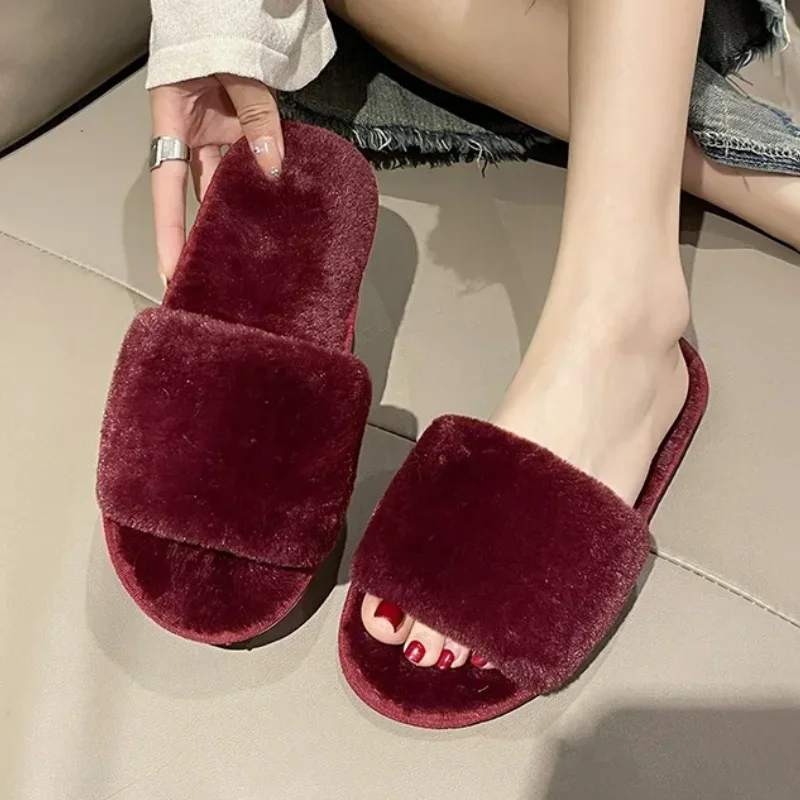 Зимние женские хлопковые тапочки на плоском каблуке. Новинка. Домашняя обувь