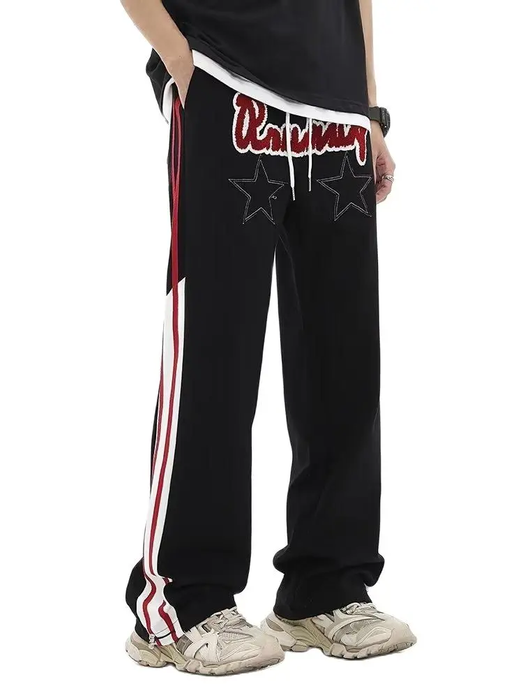 

Мужские спортивные брюки 2023 Y2k, модные брюки с натяжной веревкой, мешковатые спортивные брюки для тренировок и бега, спортивные брюки с широкими штанинами, мужская одежда
