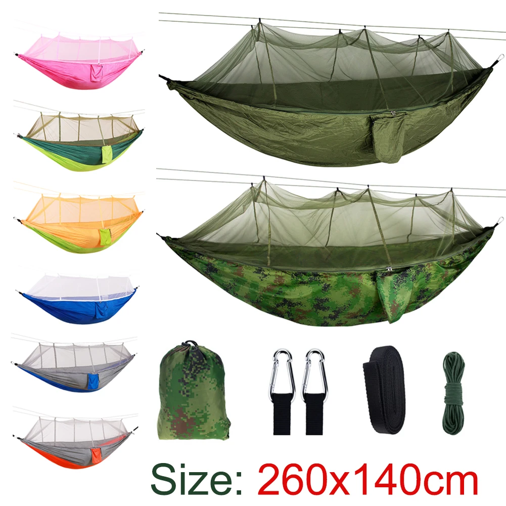

Hammocks with Mosquito Net Camp Sleeping Hammock Swing Chair Camping Net with Storage Bag Exterior Garden Hammocks for 2 Person