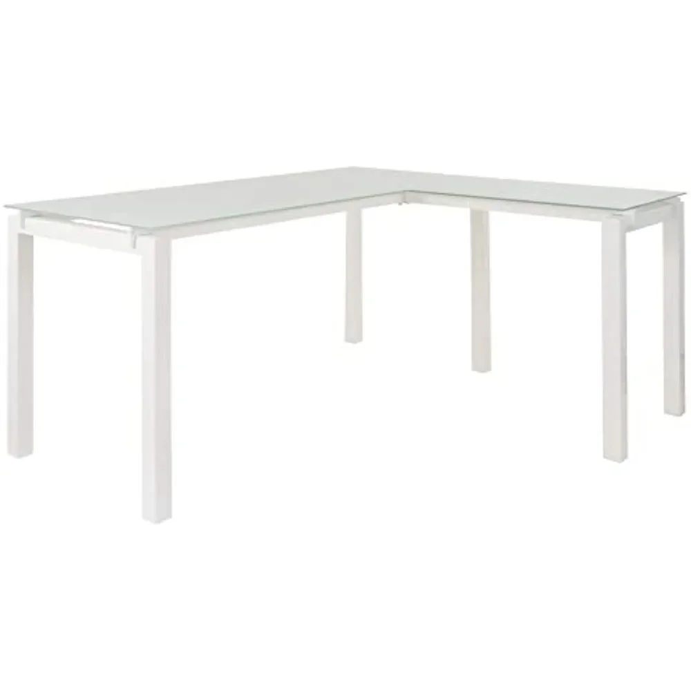 home.Baraga Современный стеклянный L-образный стол для домашнего офиса белый