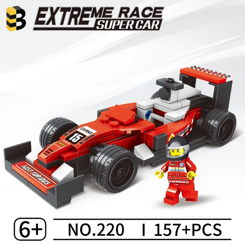 

Red F1 Racing Car Assembly Model 220 Racing Car Small Particle Assembly Building Blocks Children'S Educational Brain Puzzle Toys
