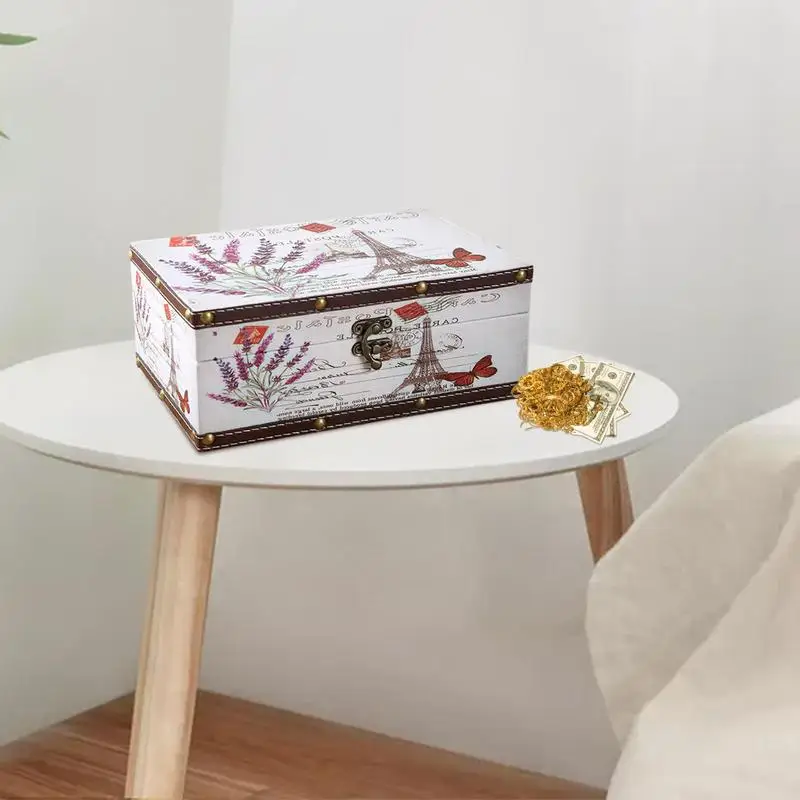 Деревянная шкатулка для хранения ювелирных изделий в стиле ретро