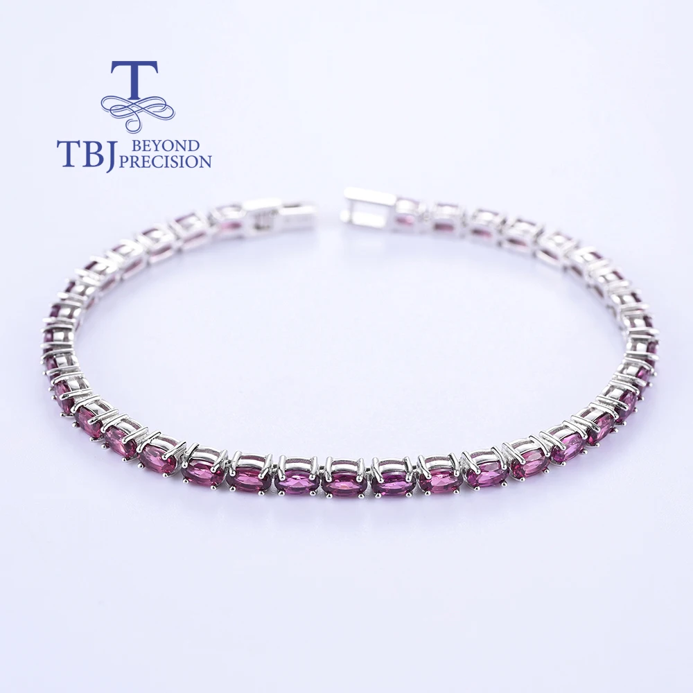 Элегантный серебряный браслет для тенниса женщин натуральный родолит гранат