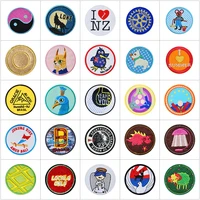 100pcslot round tai chi animal anime fun embroidery patch letter clothing decoration accessory strange thing craft diy applique