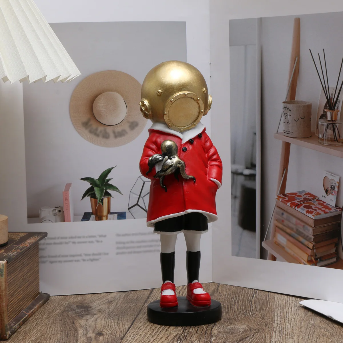 Эскиз Бэнкси статуя девушки из смолы для дайвинга с фигуркой осьминога украшения