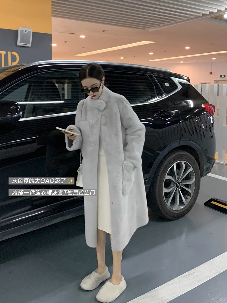 Loose Women's Fur Coat with Cotton Lining Thickened Mid-Length Fur One Mink Wool Coat Fluff Wool Coat Winter Clothing 2022 New