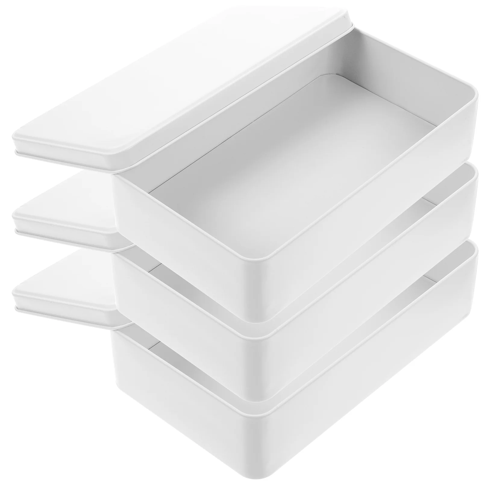 

3 Pcs Candy Jar Lid Large Tinplate Box Gift Storage Case Tins Packing White Holder Small