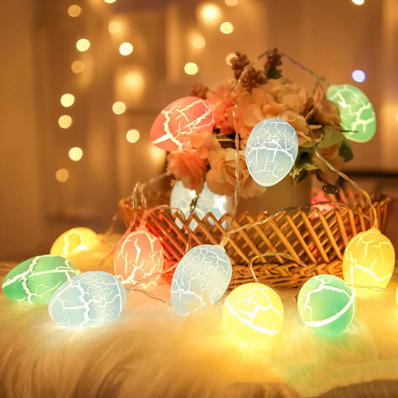 

2023 Happy Easter Egg Light String LED Multi-color Crackle Easter Chicken Egg Light Easter Decoration For Home