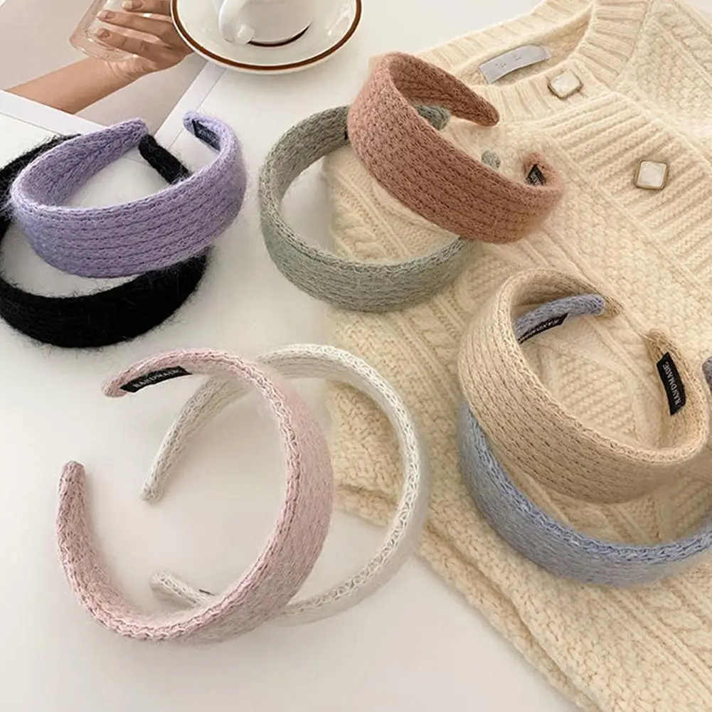 

Winter Woolen Knitting Headbands For Women Color Wide Edge Hair Hoop Turban Headwrap Hairbands Fashion Hair Accessories I1j8