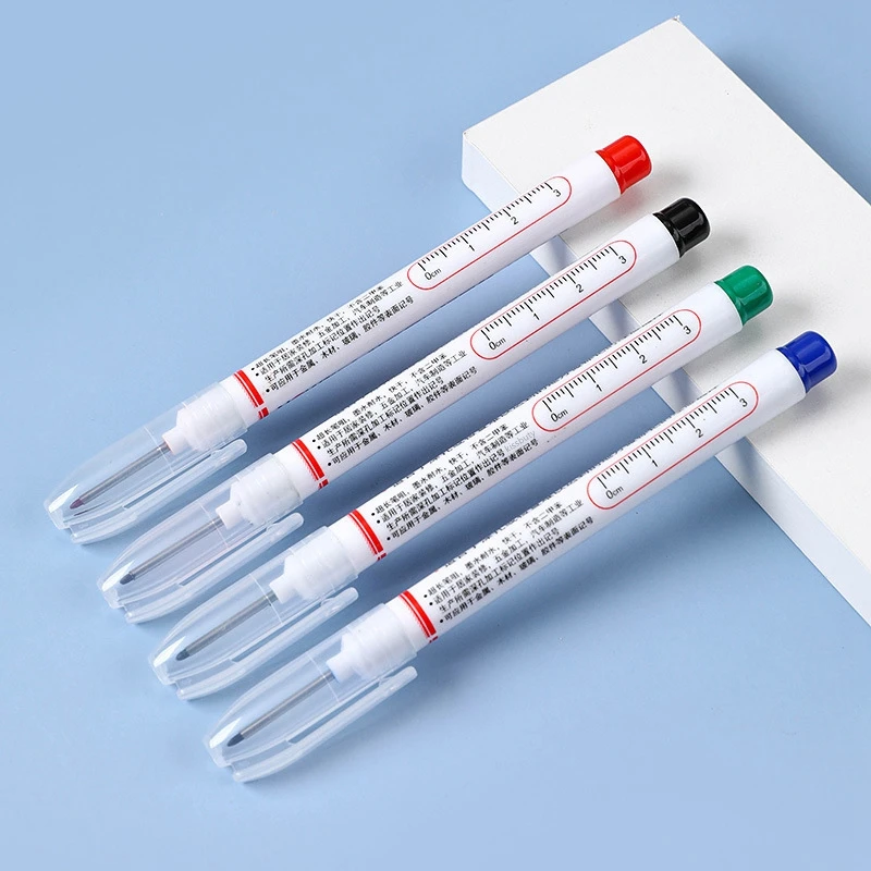 3Pcs/Set Long Head Markers Bathroom Woodworking Decoration Multi-purpose Deep Hole Marker Pens  Red/Black/Blue/Green/White Ink