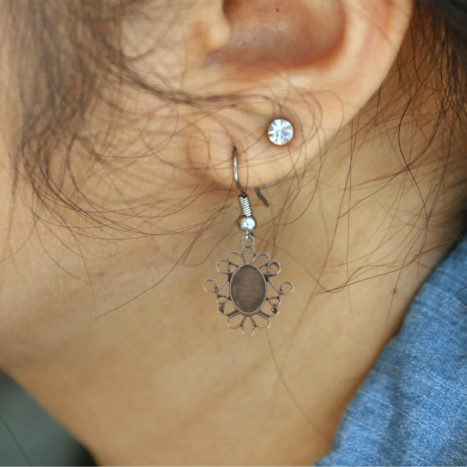 50 Pcs Jewelry Tray Bezels Pendant Oval Trays Alloy Charm Pendants Making DIY Base