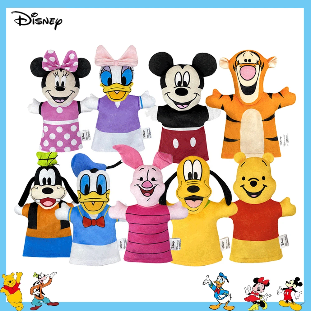 

Disney Minnie Mickey Mouse Donald Duck Plush Toys Cute Hand Puppet PP Cotton Stuffed Toy Children Gift