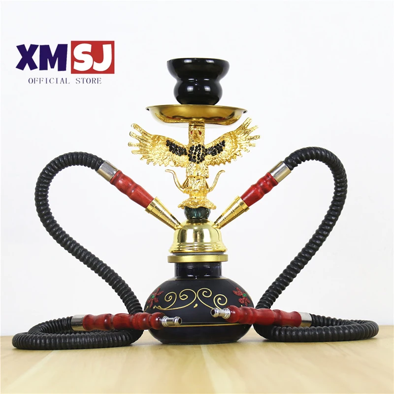 

Ins Hot Arab Small-scale Eagle Glass Hookah Complete Set Cachimba Shisha With Tube Ceramic Pot Metal Bracket Smoking Accessories