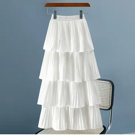 Женская юбка с завышенной талией, однотонная многослойная юбка с плиссированным подолом, 7 цветов, в Корейском стиле, весна-лето 2024